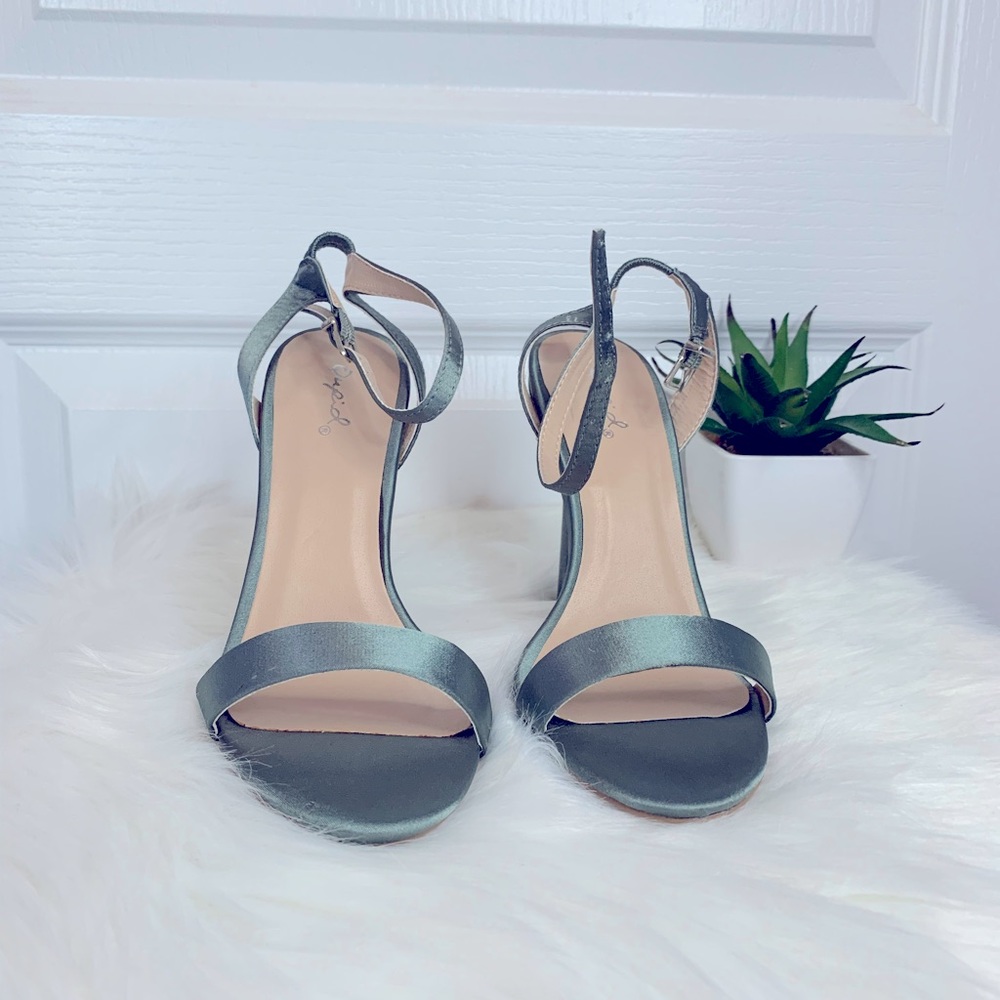 Rare Sea foam Green Satin Strap Sandal Heels - Picture 1 of 3
